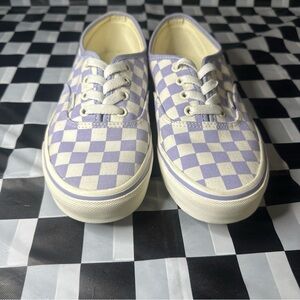 Vans Women's Purple and White Checkered Athletic Shoes